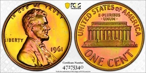 1961 Lincoln Cent PCGS PR66RD Cello Toned Coin 1C - Picture 1 of 13