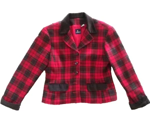 liz claiborne vintage wool equestrian blazer velvet trim 4 petite - Picture 1 of 5