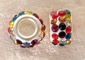 Strass Großlochperle - Form: Ring - Farbe bunt hell - 12 x 7 mm - ID 4 mm - Bild 1 von 1