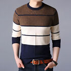 Fall Sweater Knit Round Neck Contrast Color Slim Fit Winter Sweater Long Sleeves