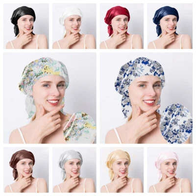 Sombrero para dormir de seda morera para mujer cuidado satinado gorro para dormir gorra de noche Foto 1 de 4