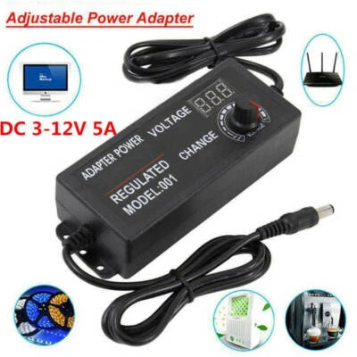 3/5A 60/72W Voltage Variable Adjustable AC/DC Power LCD Display Supply Adapter R - Bild 1 von 4