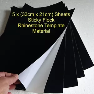 5 x Sheets (33cm x 21cm) of Sticky Flock Rhinestone Template / Stencil Material - Picture 1 of 9