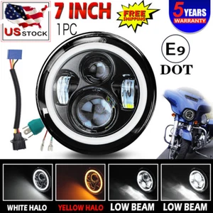 DOT 7" Halo LED Projector Amber Headlight For Motorcycle KZ1000 CB1000C C90T C50 - Picture 1 of 8