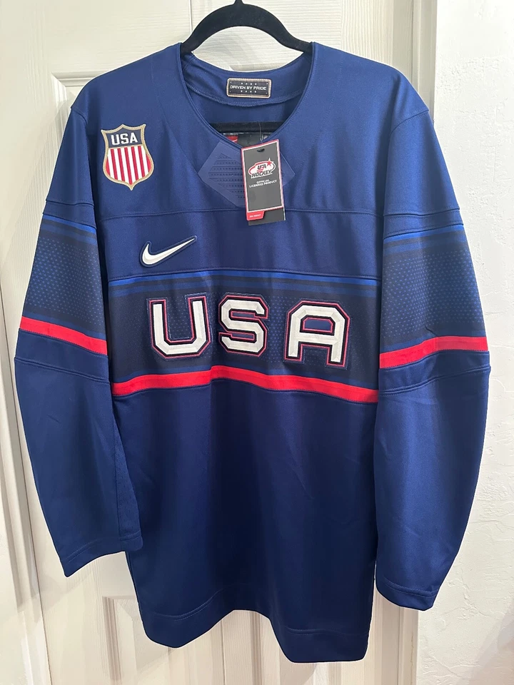 Nike Team U.S.A. Hockey Jersey Shirt Sweater Navy Blue Men's M Medium