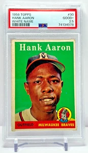 1958 Topps Baseball Hank Aaron White Name Milwaukee Braves No. 30 PSA 2.5 Good+ - Picture 1 of 2