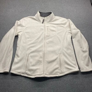 Orvis Sweater Womens Large Full Zip Mock Neck Fleece Jacket White Passport Fit - Picture 1 of 11