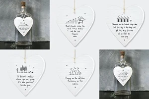 East of India Porcelain Heart Plaque Sentimental Friendship Family Baby Sign - Picture 1 of 42