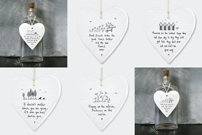 East of India Porcelain Heart Plaque Sentimental Friendship Family Baby Sign  - Image 1 of 2