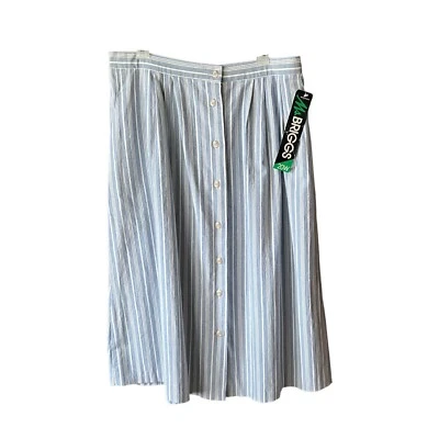 NUEVO CON ETIQUETAS Antiguo Stock Briggs Nueva York Algodón Estampado Botones Falda Rayas Talla 20 W Foto 1 de 4