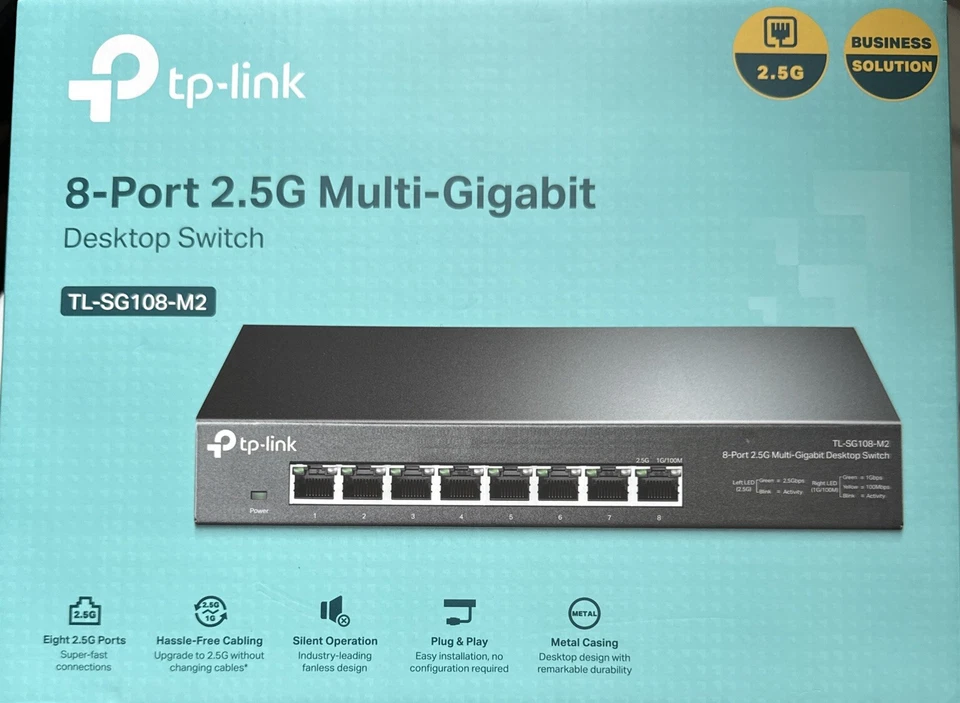 TP-Link TL-SG108-M2 8-Port Multi-Gigabit Unmanaged Network Switch TLSG108M2 - Image 1 of 1