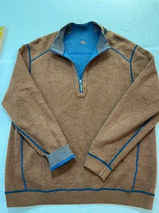 Tommy Bahama Sweater Reversible  Mens 51”Chest Blue/Gold - Picture 1 of 9