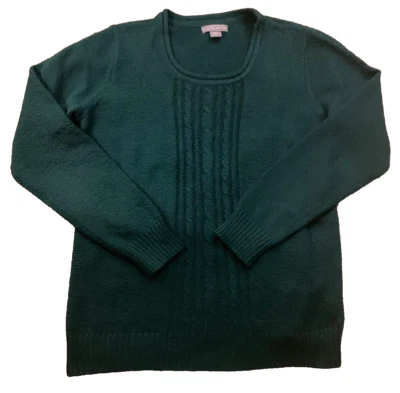 Laura Scott Sweater Women's  Knit Green Long Sleeve Cable Knit Center Large - Image 1 of 4