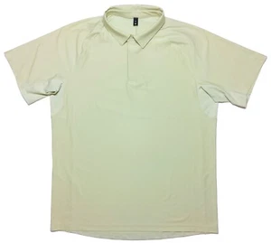 LULULEMON Men's Snap Front Performance Short Sleeve Polo Shirt Green Yellow XL - Picture 1 of 9