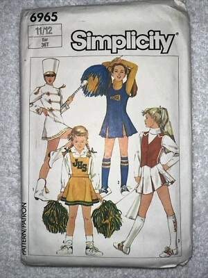 Vintage 1985 Simplicity 6965 Pattern Size 11/12Cheerleader Majorette Costume New - Image 1 of 3