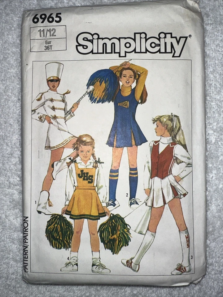 Vintage 1985 Simplicity 6965 Pattern Size 11/12Cheerleader Majorette Costume New - Image 1 of 3