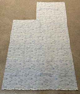 Twill Fish Poly Cotton Sportswear Blue Fish 35"x42" Useable + Remnant - Picture 1 of 4