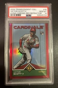 2024 Topps Trancendent Collection Victor Scott II Iconos Cromo Rojo/5 RC PSA 10 - Imagen 1 de 2