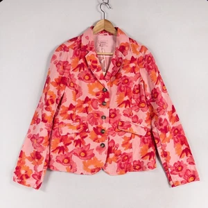 NWT Sundance Sunrise Bloom Floral Linen Cotton Blazer Sz Small Coral Button Up - Picture 1 of 8