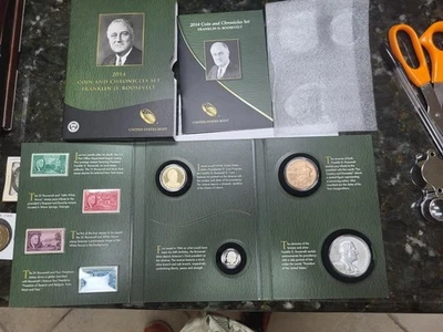 2014 ROOSEVELT Coin and Chronicles Set US Mint SILVER Medal Reverse PROOF $ Dime - Image 1 of 4