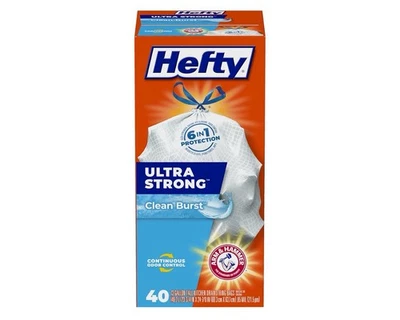 Hefty Ultra Strong 13 Gallon Trash Bags, Tall - White, Clean Burst Scent - Image 1 of 4