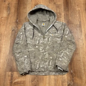 Vintage Carhartt Jacke Damen Small Camo Hooded Detroit Sherpa Fleece gefüttert - Bild 1 von 6