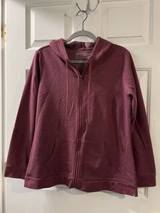 Large Eddie Bauer Maroon Hooded Zip Up Sweatshirt - Picture 1 of 4