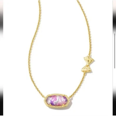 Ожерелье Kendra Scott LoveShackFancy Elisa иллюзия фиолетового ириса бант ювелирные изделия новое с ценниками - Изображение 1 из 4