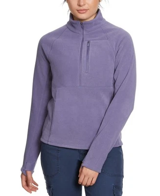 BASS OUTDOOR Half-Zip Long-Sleeve Fleece Sweater Women's L Heron Side Pockets - Image 1 of 4