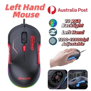 MKESPN Wired Gameing Mouse Left Hand RGB Backlight USB PC Adjustable 12800DPI AU - Picture 1 of 15