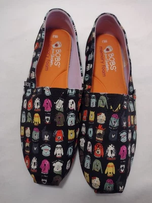 BOBS Para Perros de Skechers Para Mujer 8.5 Cachorro Perro Estampado Sin Cordones Zapatos Planos Usados en Excelente Condición Foto 1 de 4