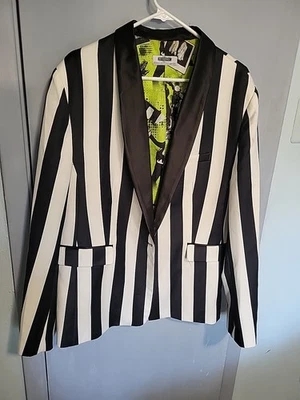 Chaqueta Beetlejuice Mujer Talla XL Blanco Negro Rayas Abrigo Disfraz Forro Verde  Foto 1 de 4