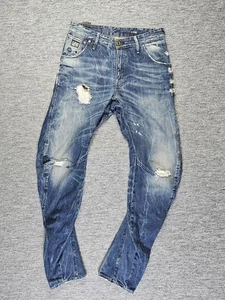 G-Star Raw Arc 3D Loose Tapered Jeans 30x30 Distressed Faded Zip Fly Y2K Moto - Picture 1 of 15