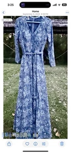 LARA Jeweled Embellished 3D floral Textured Overlay Dusty Blue Long Gown -Sz 10 - Bild 1 von 6