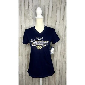 NWT NHL Nashville Predators Youth Girl's XL Navy V-Neck Short Sleeve T-Shirt - Picture 1 of 4