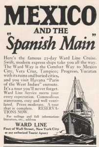 1924 Vintage WARD LINE Cruise Ship MEXICO & Spanish Main Travel Print Ad - Picture 1 of 1