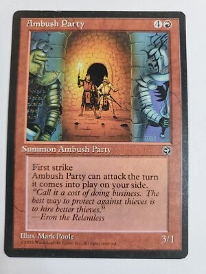 MTG Magic The Gathering Card Ambush Party Summon Red Homelands 1995 Mark Poole - Image 1 of 2