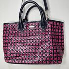 Rebecca Minkoff Pink Black Leather Whipstitch Perfection Tote Bag w/ Strap