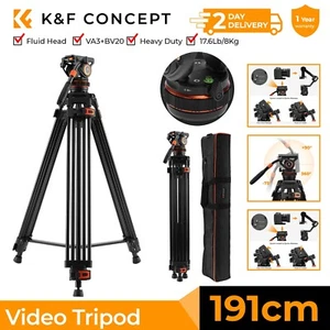 K&F Concept 75"/191cm Video Tripod, Heavy Duty with 360° Fluid Head 17.6lb Load - Picture 1 of 8