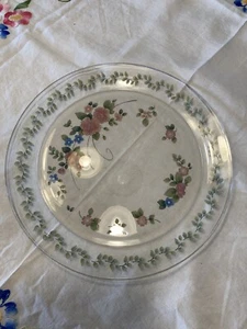 PFALTZGRAFF TEA ROSE 13" CLEAR GLASS & FLOWERS CAKE PLATE SERVING PLATTER - Picture 1 of 7