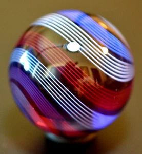 HOT HOUSE GLASS MARBLE/1.495"-VIOLET BANDED SWIRL #876-SLATE,BLUE,CRIMSON,VIOLET - Picture 1 of 19