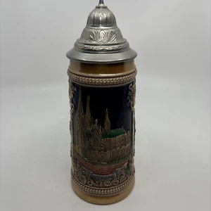 Original Vintage Gerz Lidded Beer Stein Koln Bonn  Drachenfels West Germany EUC! - Picture 1 of 8