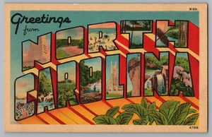 Postcard Greetings From North Carolina, Large Letter - Picture 1 of 2