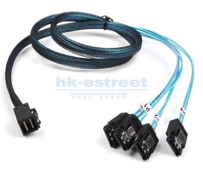 SFF-8643 to 4 SATA fan out cable, Comply with SAS 3.0 12G 1M /3ft - Image 1 of 4
