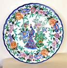 Talavera Large Hand Painted Peacock Plate 12 Inches Signed Made in Mexico