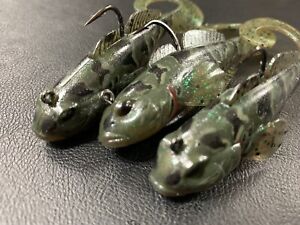 Live Target soft bait goby gobie 3 5/8" 3/4oz Green Pack Of 3 Realistic Bait
