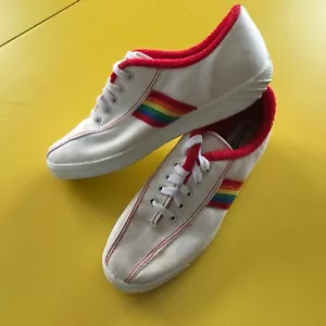 Vintage 80s SPORTS STARS Canvas Sneakers Rainbow Canvas Size 8.5 USA - Picture 1 of 11