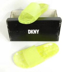 Dkny Women's Sandals Tami Logo Jelly Pool Slides Frosted Clear Yellow Size 8 NWT - Picture 1 of 12