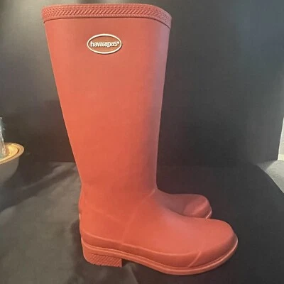 Botas duraderas HAVAIANAS para mujer talla 7 brillantes rojas lisas lluvia jardín nieve fuertes Foto 1 de 4
