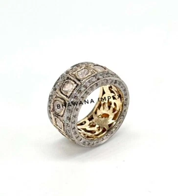 Natural Pave Diamond And Polki Band Rings Jewelry 925 Sterling Silver Jewelry - Image 1 of 4